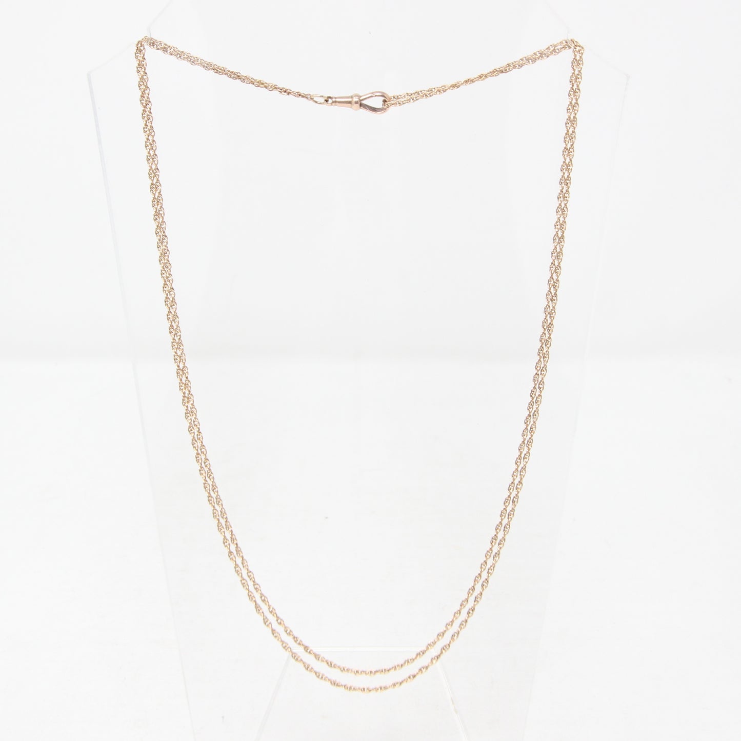 Antique Edwardian Hallmarked Solid 9ct 9k Rose Gold Rope Long Guard Muff Chain Necklace 39''