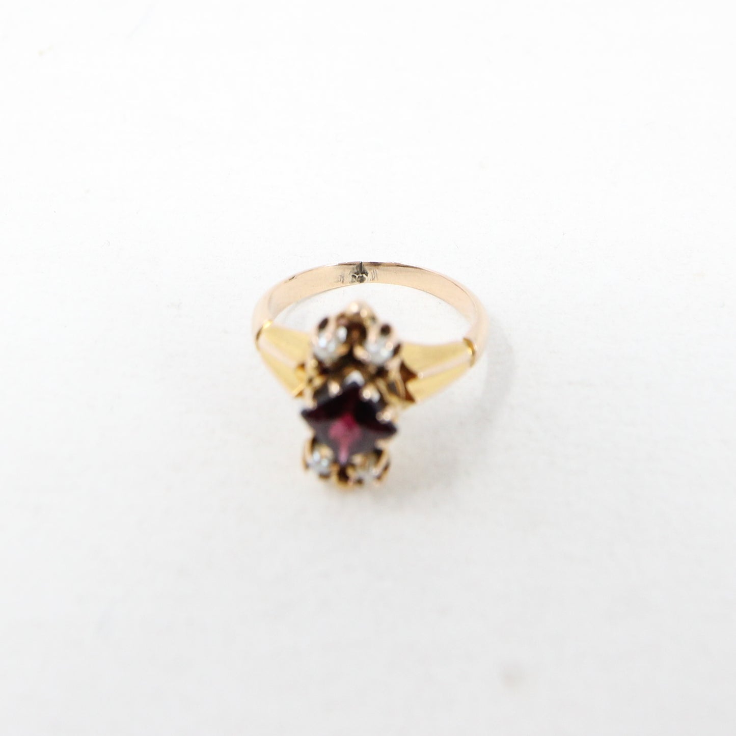 Antique Victorian Solid 9ct 9k Gold Garnet Seed Pearl Navette Ring Size J 1/2